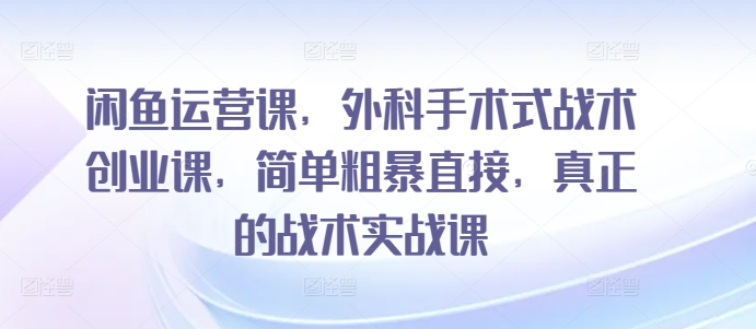 闲鱼运营课,外科手术式战术创业课,简单粗暴直接,真正的战术实战课插图 闲鱼运营课,外科手术式战术创业课,简单粗暴直接,真正的战术实战课