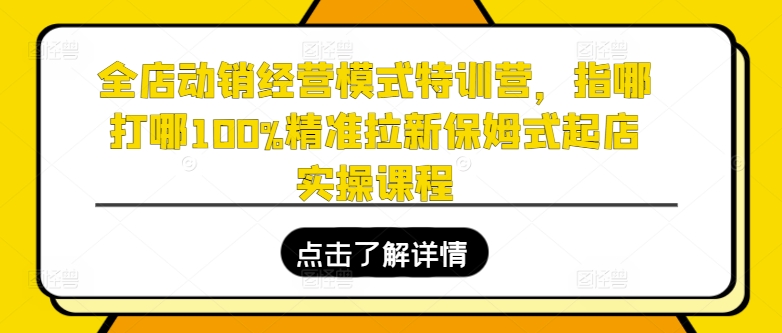 全店动销经营模式特训营,指哪打哪100%精准拉新保姆式起店实操课程插图 全店动销经营模式特训营,指哪打哪100%精准拉新保姆式起店实操课程