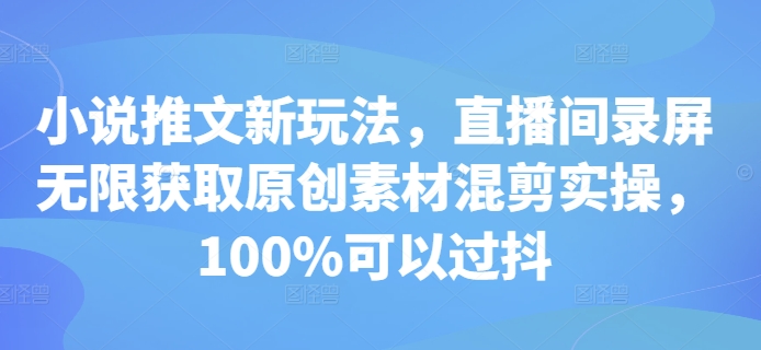 小说推文新玩法,直播间录屏无限获取原创素材混剪实操,100%可以过抖插图 小说推文新玩法,直播间录屏无限获取原创素材混剪实操,100%可以过抖