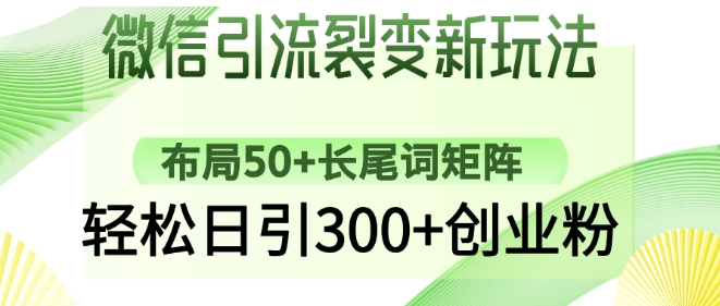微信引流裂变新玩法:布局50+长尾词矩阵,轻松日引300+创业粉插图 微信引流裂变新玩法:布局50+长尾词矩阵,轻松日引300+创业粉